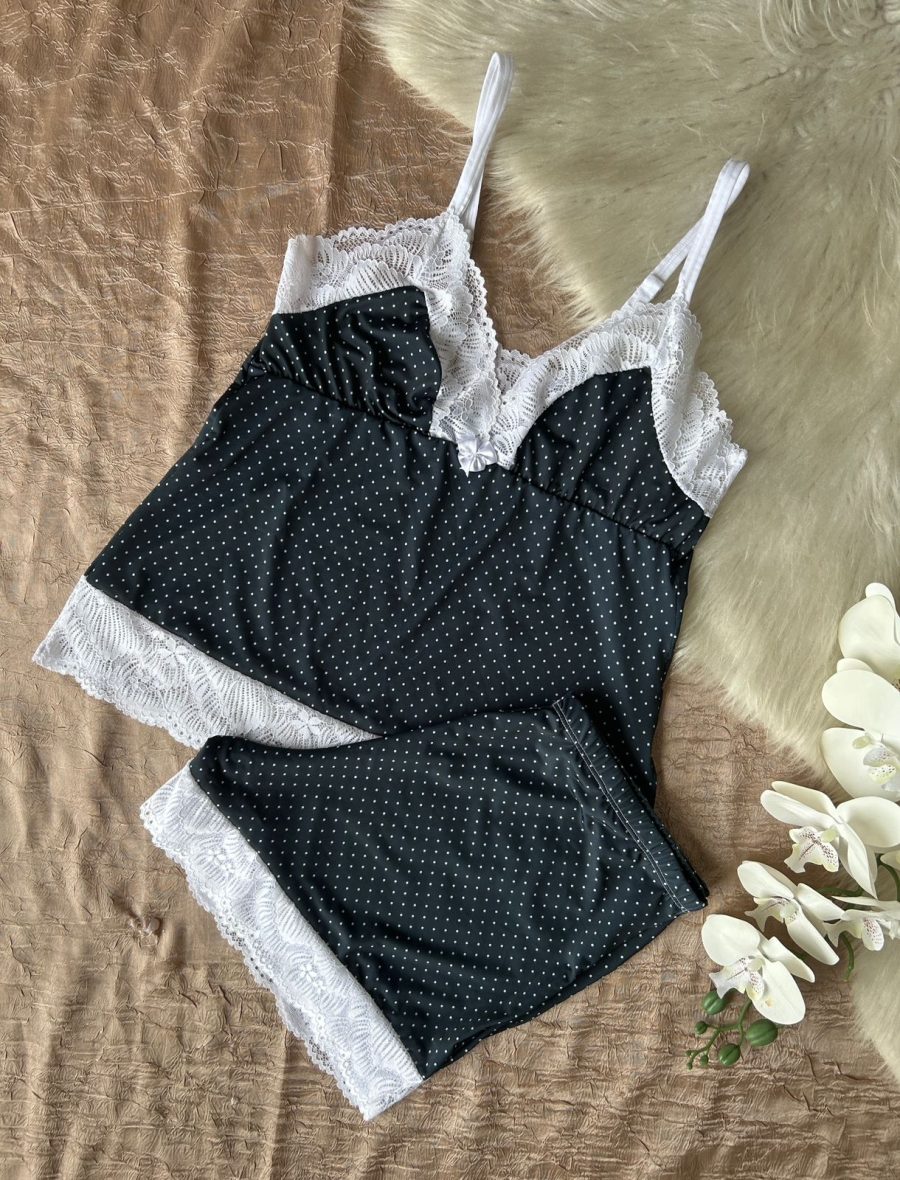 091-Baby Doll em Liganete com Renda